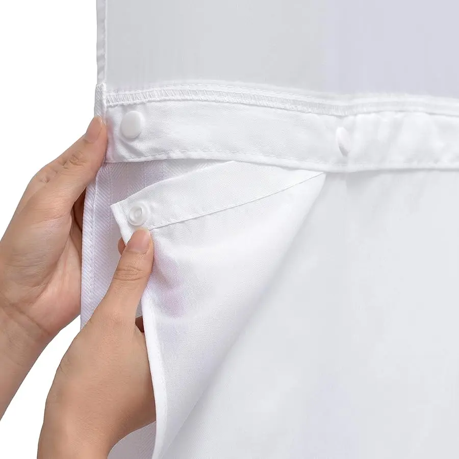 1 Pack Hotel Fabric Snap in Shower Curtain Liner Replacement Remo able Water Repellent Liner for Bathroom Shower Curtain Liner 7 
1 Pack Hotel Fabric Snap in Shower Curtain Liner Replacement Remo able Water Repellent Liner for Bathroom Shower Curtain Liner 7