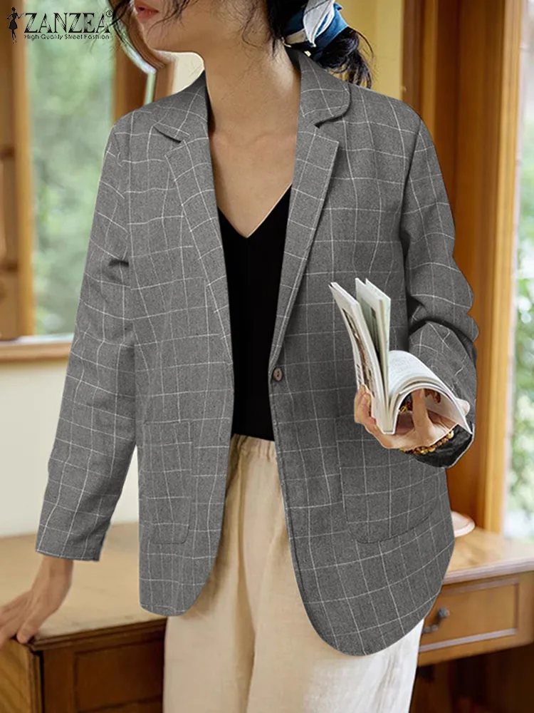 ZANZEA Women Plaid Checked Suits Blazer Fashion Cotton Jackets 2024 Spring Long Sleeve Lapel Outwear Casual Loose Pocket Blazer
ZANZEA Women Plaid Checked Suits Blazer Fashion Cotton Jackets 2024 Spring Long Sleeve Lapel Outwear Casual Loose Pocket Blazer