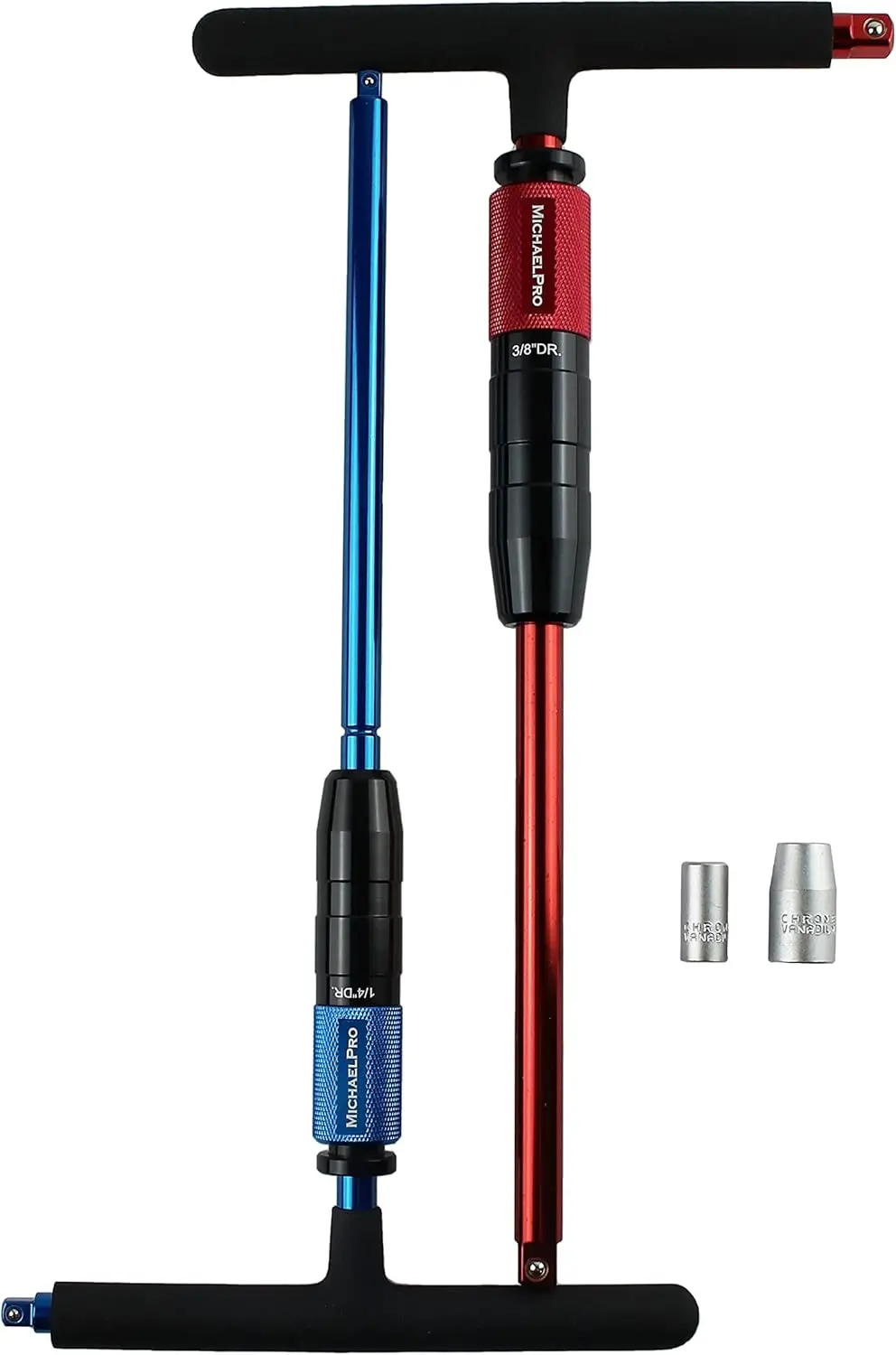 1/4" & 3/8" Drive T Handle Wrench Set, Patented 2-Way Speed Adjustable, 3-Level Grip, Spinner Handle, 4-Piece Gift Set
1/4" & 3/8" Drive T Handle Wrench Set, Patented 2-Way Speed Adjustable, 3-Level Grip, Spinner Handle, 4-Piece Gift Set