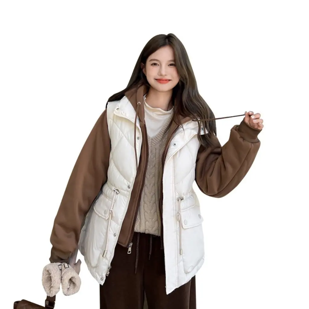 Women's Korean Style Hooded Vest Sweatshirt Winter Fashionable Cotton Jacket Waist-Cinching Fake Two-Piece Design
Women's Korean Style Hooded Vest Sweatshirt Winter Fashionable Cotton Jacket Waist-Cinching Fake Two-Piece Design