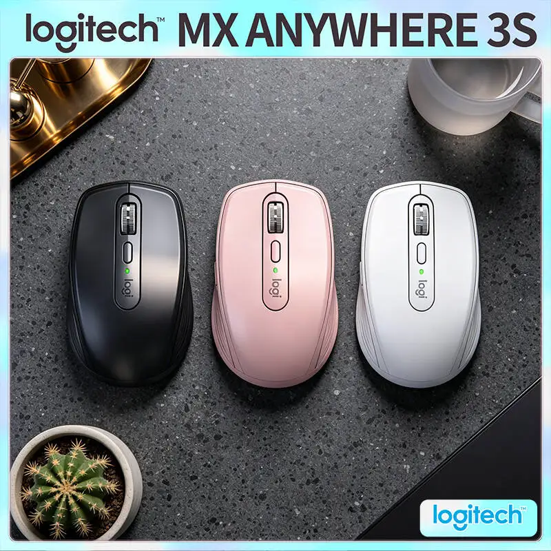 High-Performance Logitech MX Anywhere 3S - 8000 DPI, MagSpeed Scroll, 3-Device Connect, USB-C Quick Charge, Office Use