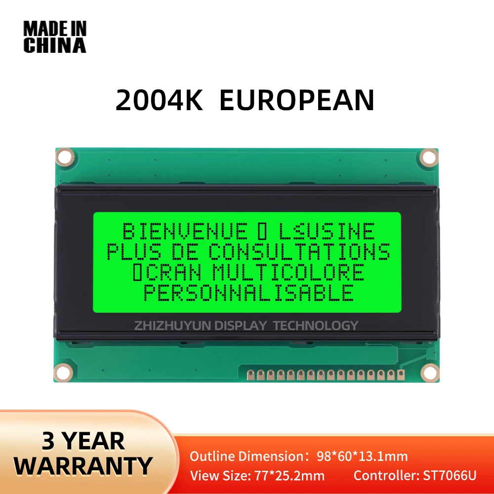 2004K European Character LCD Module Display Screen 2004 20*4 LCD Display 20X4 5V Emerald Backlight
2004K European Character LCD Module Display Screen 2004 20*4 LCD Display 20X4 5V Emerald Backlight