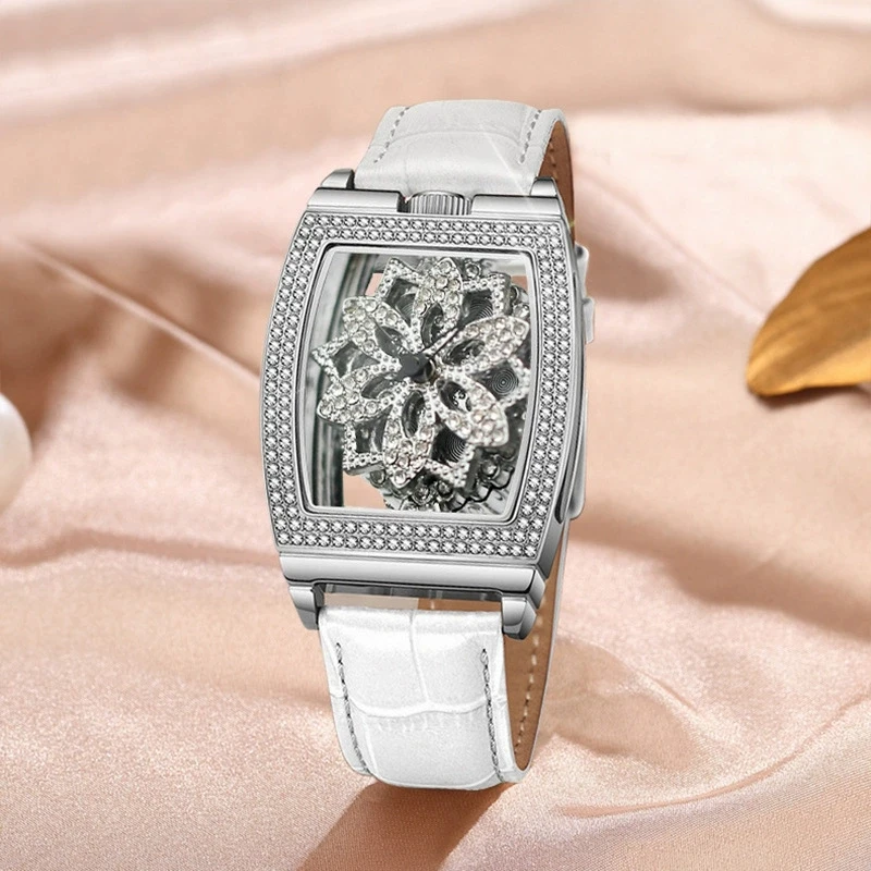 New Fashion Woman Tonneau Flowers Rotatable Leather Watch Women Rhinestone Transparent Quartz Watch Ladies Wrist Watch For Gifts
New Fashion Woman Tonneau Flowers Rotatable Leather Watch Women Rhinestone Transparent Quartz Watch Ladies Wrist Watch For Gifts