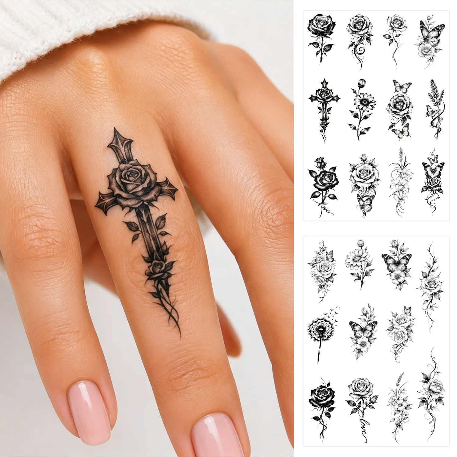 Tiny Small Semi-Permanent Temporary Tattoos for Women -2 Sheets Flower Tattoos for Adult Waterproof Realistic Fake Finger Tattoo
Tiny Small Semi-Permanent Temporary Tattoos for Women -2 Sheets Flower Tattoos for Adult Waterproof Realistic Fake Finger Tattoo