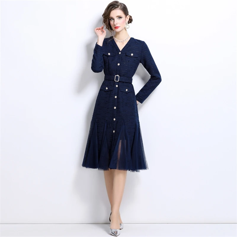 Autumn Winter Elegant Commuter Solid Color Women's Dress V-Neck Long-Sleeved Single-Breasted Lace-UP Slim Dresses
Autumn Winter Elegant Commuter Solid Color Women's Dress V-Neck Long-Sleeved Single-Breasted Lace-UP Slim Dresses