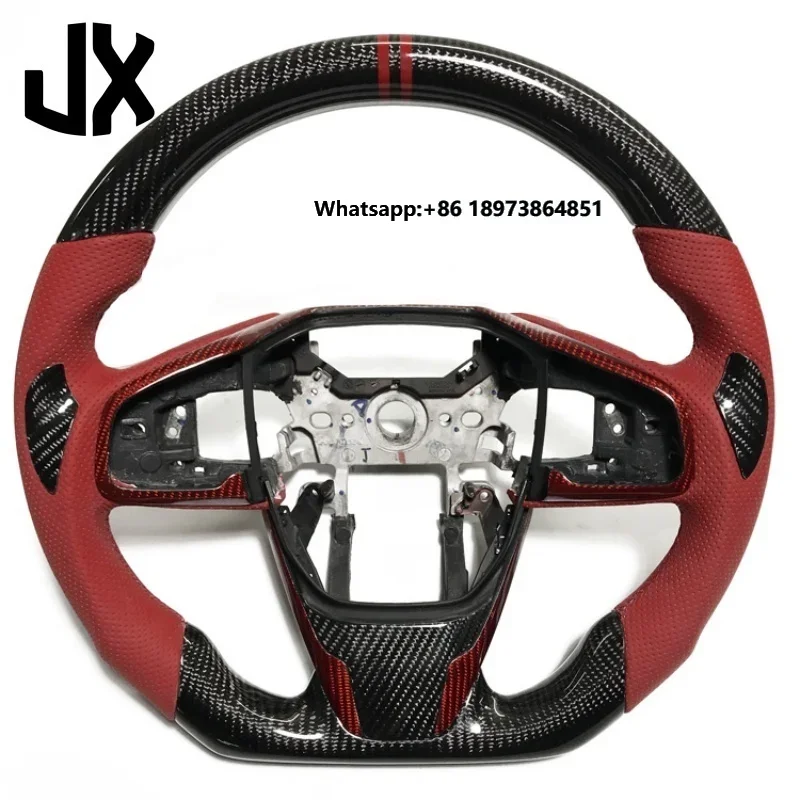 Custom Car Interior Accessories Carbon Fiber Steering Wheel Covered Red Leather for Accord Fit CRV Models
Custom Car Interior Accessories Carbon Fiber Steering Wheel Covered Red Leather for Accord Fit CRV Models