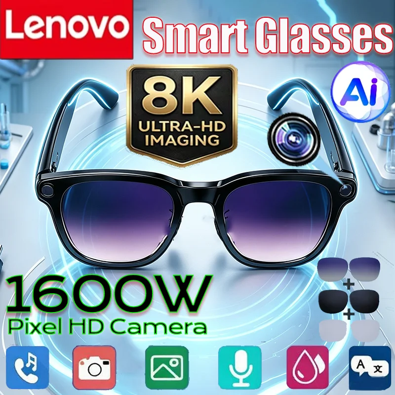 Lenovo 8K Smart Glasses 1600MP Camera Shooting Image AI Translation Sunglasses Bluetooth Calling Music Player Anti-blue Glasses
Lenovo 8K Smart Glasses 1600MP Camera Shooting Image AI Translation Sunglasses Bluetooth Calling Music Player Anti-blue Glasses