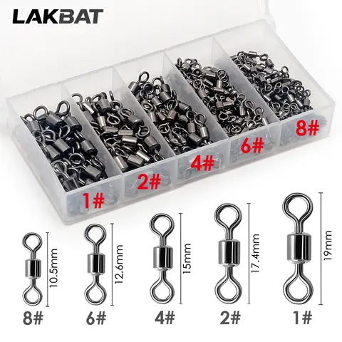 100PCS Stainless Steel Fishing Swivel Bearing Rolling Connector Saltwater Freshwater Rotate Tackle Box Lure Line Fishing Tools