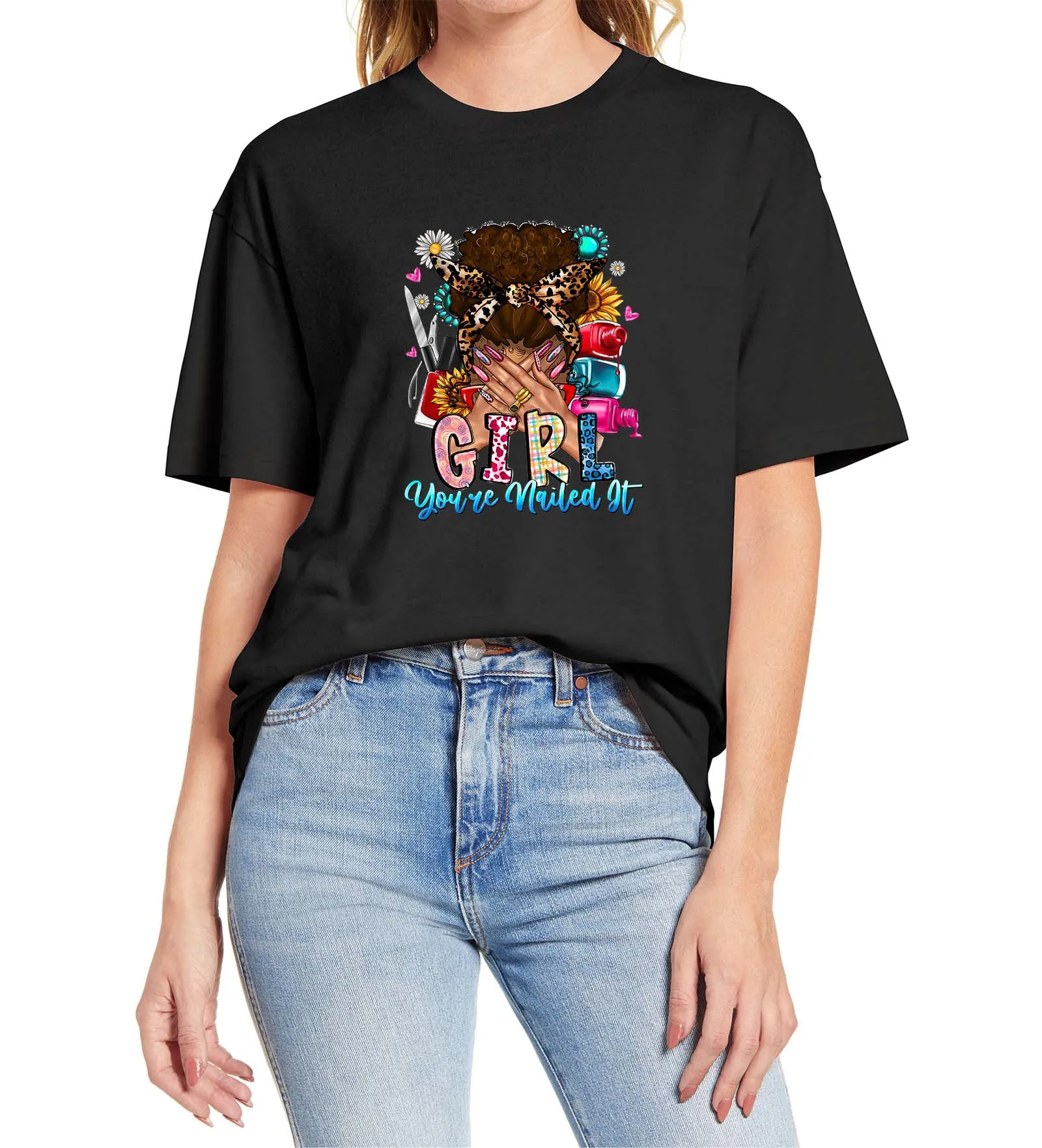 Nail polish Black Girl Hip Hop T-Shirt Streetwear Clothing Male and Female 100% Cotton Top for women Men's Short Sleeve T-Shirt
Nail polish Black Girl Hip Hop T-Shirt Streetwear Clothing Male and Female 100% Cotton Top for women Men's Short Sleeve T-Shirt