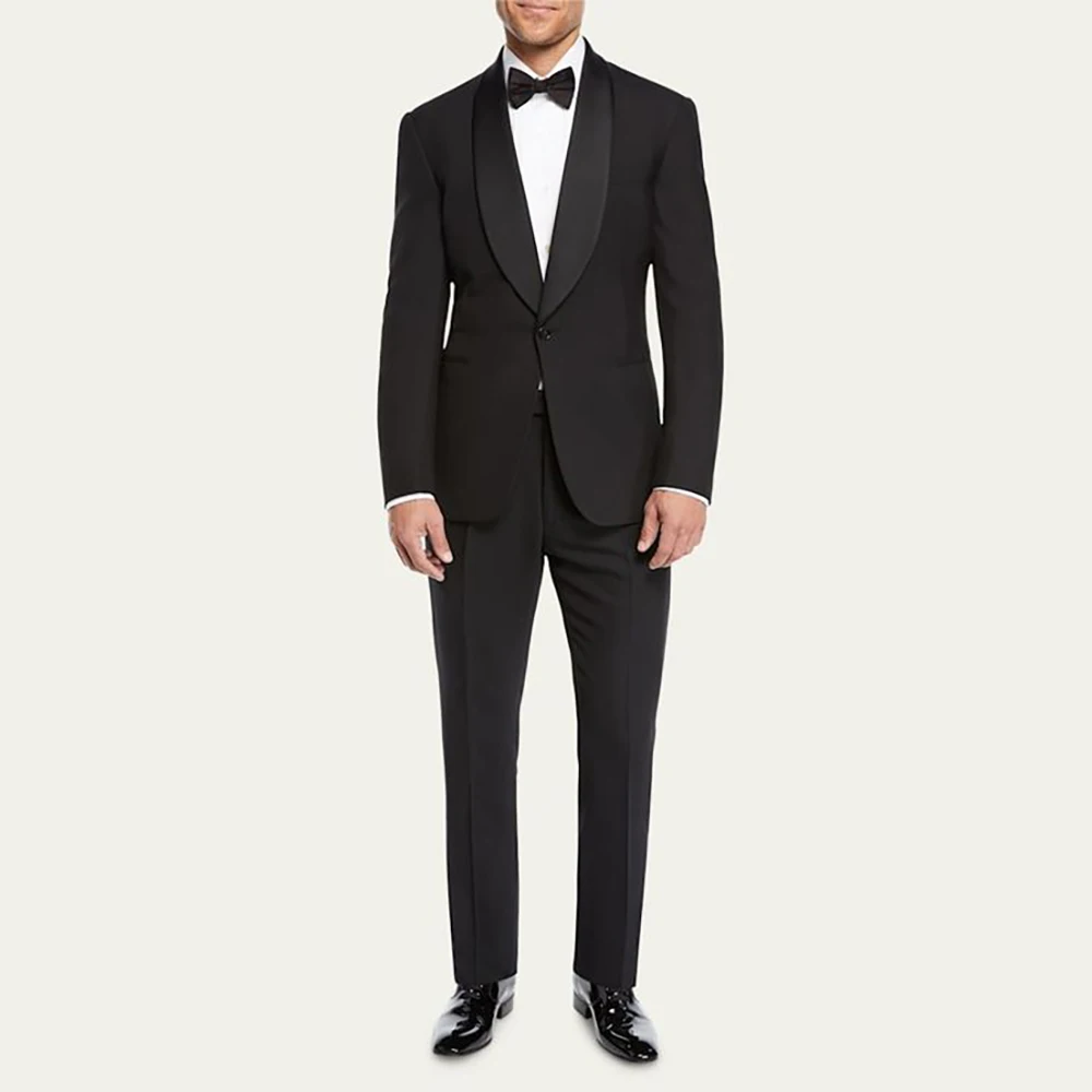 New Design Black Men's Suit Shawl Lapel Single Breasted Formal 2 Piece Jacket Pants Set Blazer Terno Costume Homme Evening Party
New Design Black Men's Suit Shawl Lapel Single Breasted Formal 2 Piece Jacket Pants Set Blazer Terno Costume Homme Evening Party