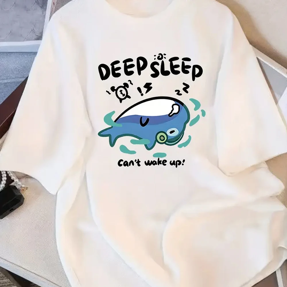 Женская футболка большого размера с рисунком «Глубокого сна» с милым мультяшным китом — белая повседневная футболка для повседневного комфорта, женские футболки
Женская футболка большого размера с рисунком «Глубокого сна» с милым мультяшным китом — белая повседневная футболка для повседневного комфорта, женские футболки