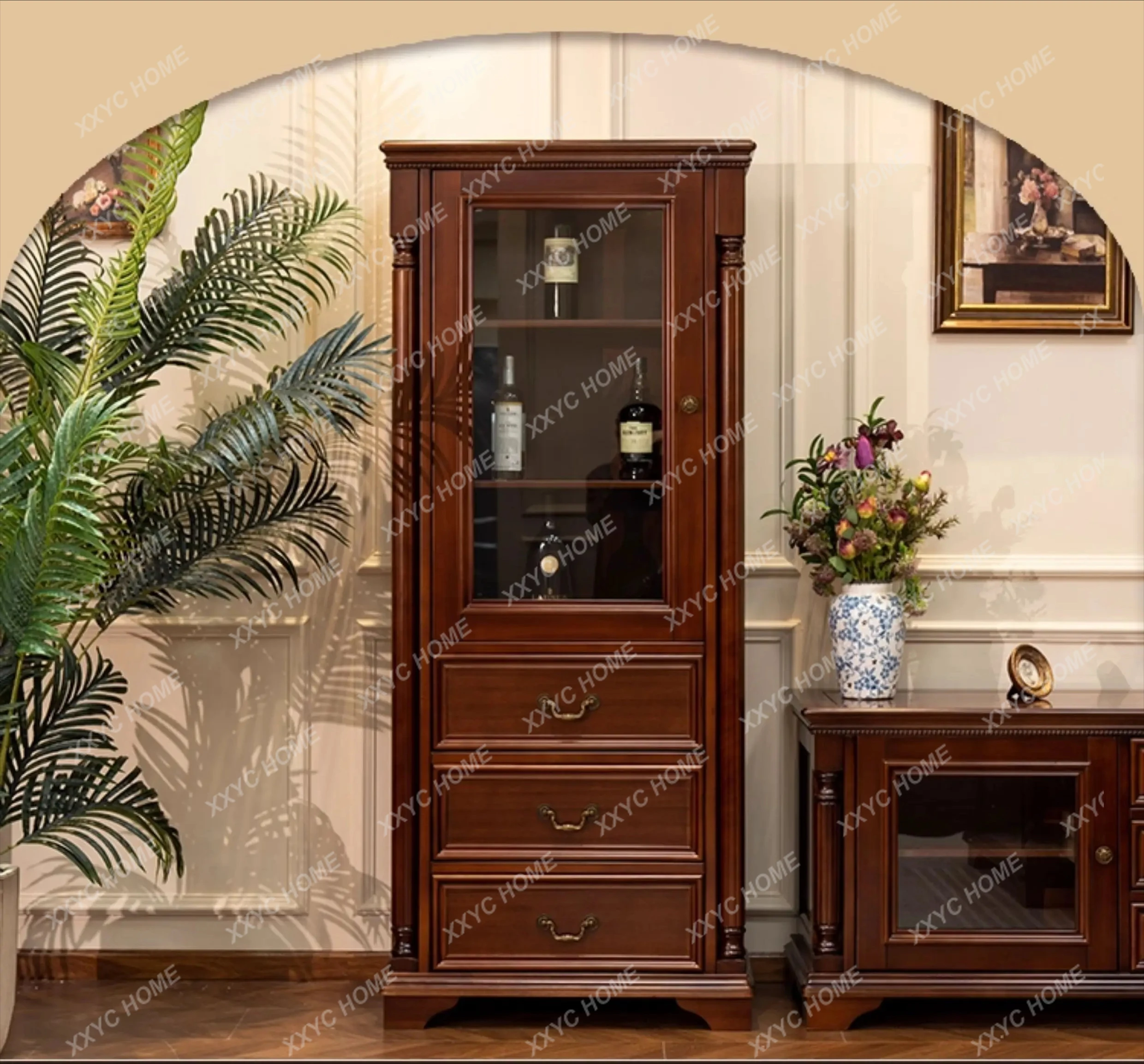 simple all-solid wood wine cabinet retro living room wall display cabinet
simple all-solid wood wine cabinet retro living room wall display cabinet