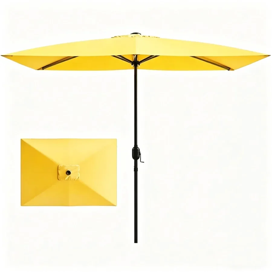 Outdoor patio umbrella, polyester fabric, yellow, waterproof with crank handle and 6 sturdy ribs, 10x6.5ft rectangular
Outdoor patio umbrella, polyester fabric, yellow, waterproof with crank handle and 6 sturdy ribs, 10x6.5ft rectangular