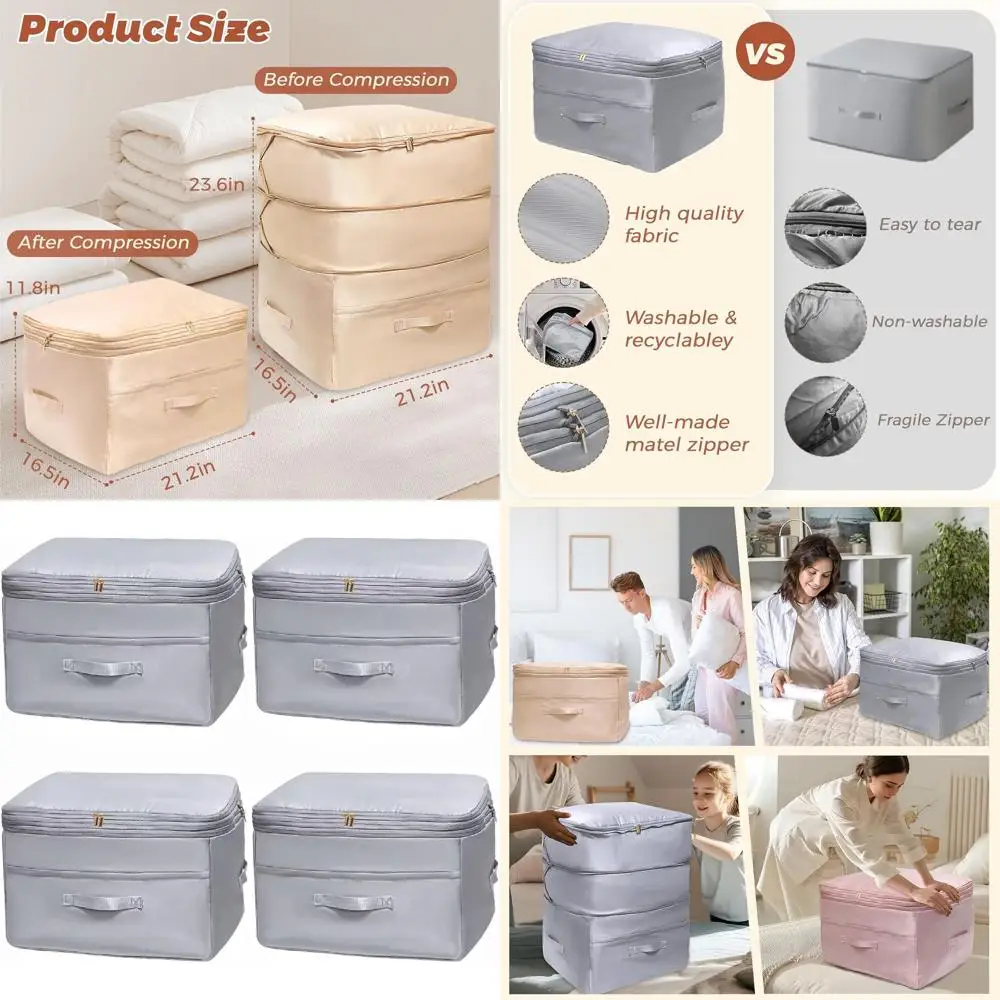Комплект из 4 компрессионных мешков X-Large серого цвета с двойной молнией для хранения постельного белья, одеял и пледов
Комплект из 4 компрессионных мешков X-Large серого цвета с двойной молнией для хранения постельного белья, одеял и пледов