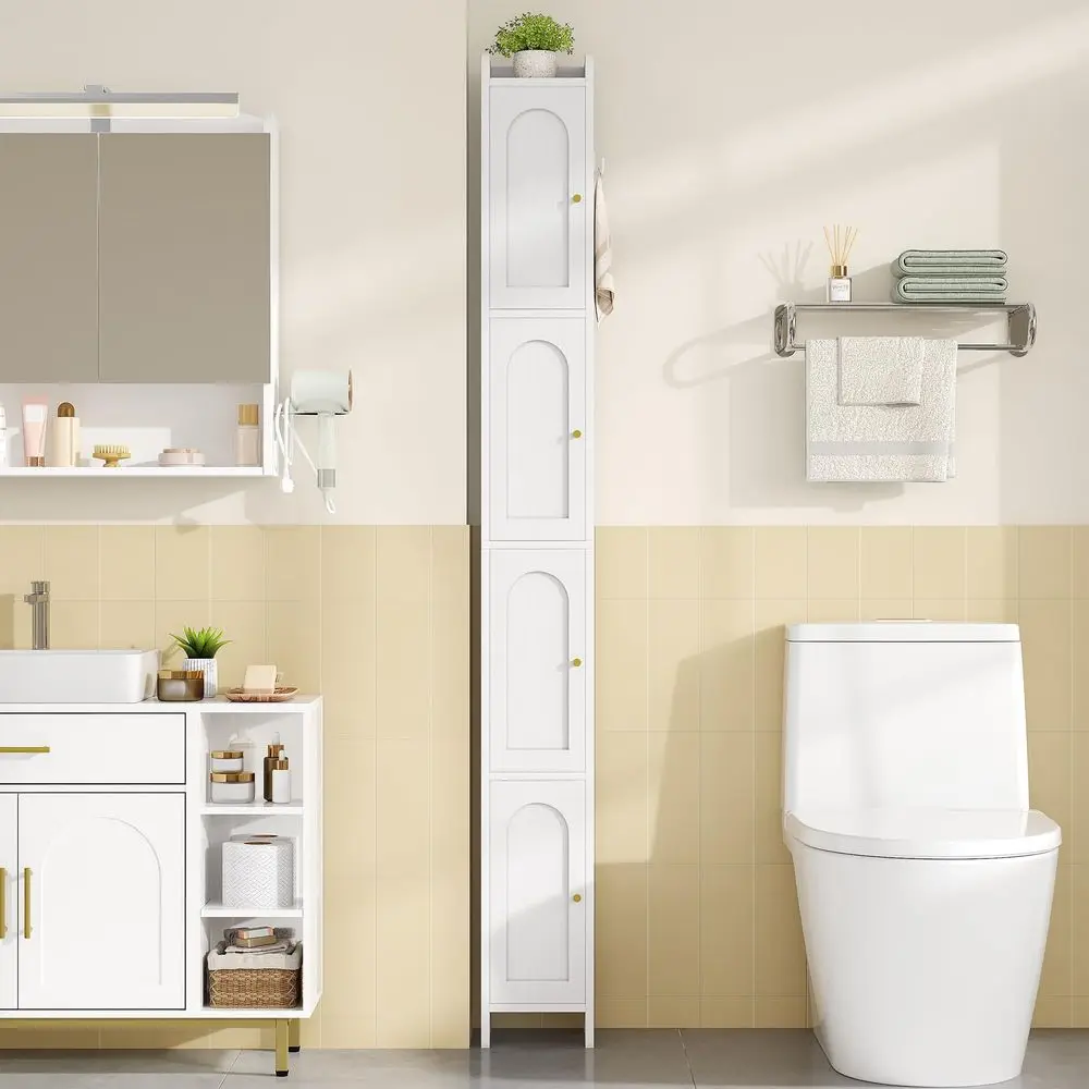 Storage Cabinet, Tall Corner Floor Cabinet with 4 Doors and Adjustable Shelf, Narrow Toilet Paper Cabinets, Bathroom Organizer
Storage Cabinet, Tall Corner Floor Cabinet with 4 Doors and Adjustable Shelf, Narrow Toilet Paper Cabinets, Bathroom Organizer