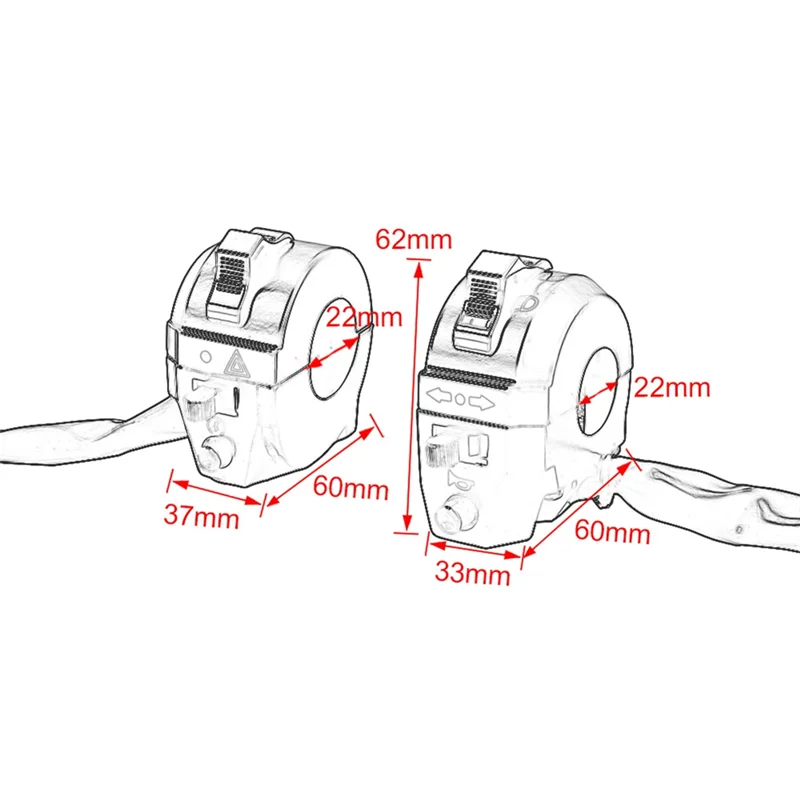 Motorcycle Handlebar Control Switch Left Right Side Control Switch High/Low Light Switch
Motorcycle Handlebar Control Switch Left Right Side Control Switch High/Low Light Switch