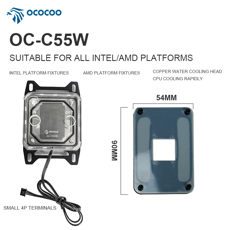 OCOCOO OC C55W Acrylic CPU Water Cooling Block G1/4 Standard Interface Easy Install DIY Liquid Cooler Intel AMD
OCOCOO OC C55W Acrylic CPU Water Cooling Block G1/4 Standard Interface Easy Install DIY Liquid Cooler Intel AMD