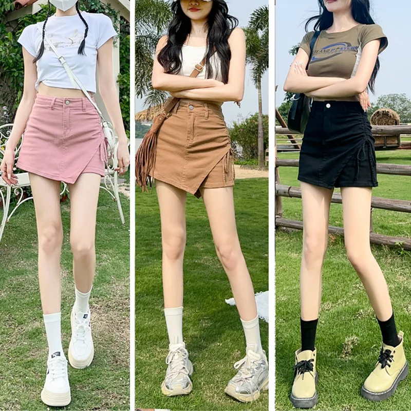 Khaki Color Cover Crotch Denim Short Skirt Female Summer High Waist Thin Skirt Pants Anti-Glare Irregular Package Hip Skirt
Khaki Color Cover Crotch Denim Short Skirt Female Summer High Waist Thin Skirt Pants Anti-Glare Irregular Package Hip Skirt