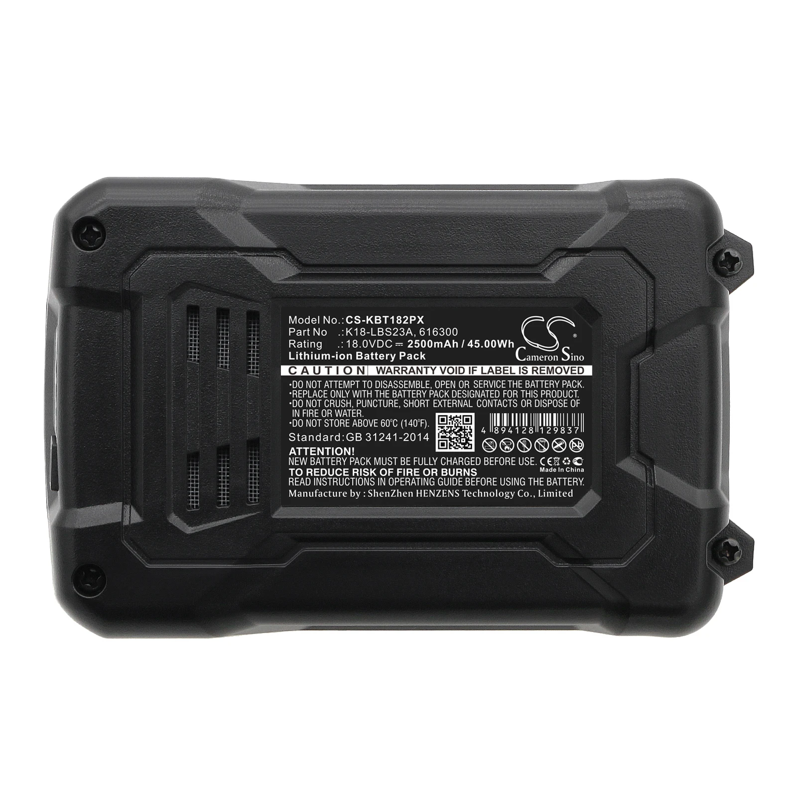 Сменная батарея CS для Kobalt K18LD-26A, PN: K18-LBS23A, 616300, 2500 мАч / 45 Вт·ч
Сменная батарея CS для Kobalt K18LD-26A, PN: K18-LBS23A, 616300, 2500 мАч / 45 Вт·ч