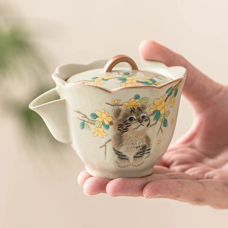 High End Ru Kiln Teapot, Hand-painted Kung Fu Tea Set, Household Tea Making Hand-held Teapot, High-value Tea Cup for Collection
High End Ru Kiln Teapot, Hand-painted Kung Fu Tea Set, Household Tea Making Hand-held Teapot, High-value Tea Cup for Collection