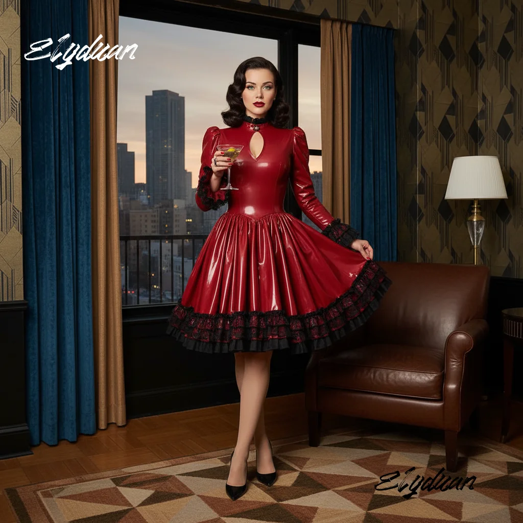 Red and Black Short Prom Dress PU Leather A-Line Long Sleeves Cosplay Party Costume Pleats Special Occasion Gown Customized
Red and Black Short Prom Dress PU Leather A-Line Long Sleeves Cosplay Party Costume Pleats Special Occasion Gown Customized