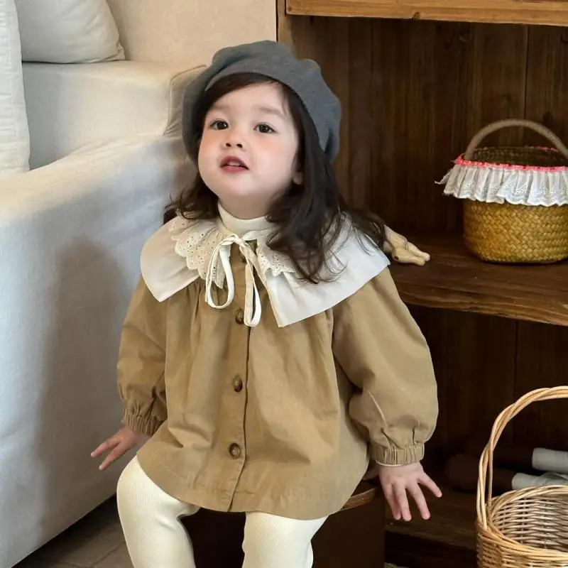 2025 Autumn New Girls Long Sleeve Coat Solid Children Windbreaker Cotton Baby Girl Cute Lapel Jacket Loose Infant Clothes
2025 Autumn New Girls Long Sleeve Coat Solid Children Windbreaker Cotton Baby Girl Cute Lapel Jacket Loose Infant Clothes