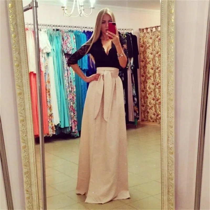 New Fashion Women's Banquet V-neck Lace Spliced Mid sleeved Dress Split Dress Long Dress
New Fashion Women's Banquet V-neck Lace Spliced Mid sleeved Dress Split Dress Long Dress