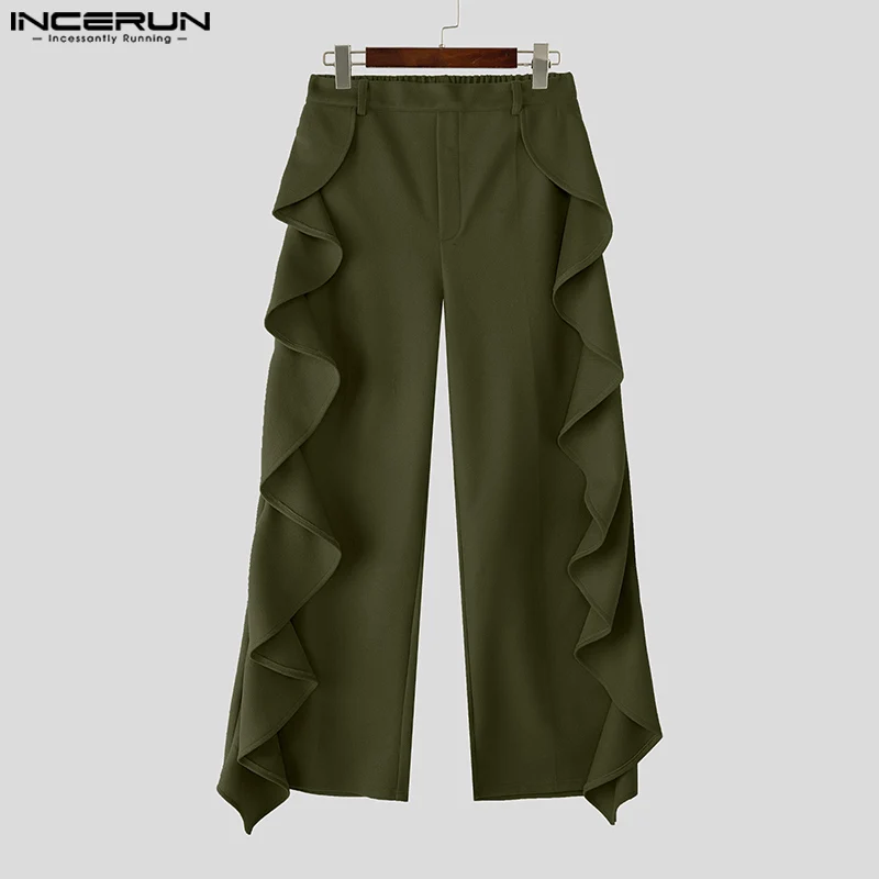 INCERUN Men Pants Solid Color Elastic Waist Ruffle Joggers Casual Trousers Men Streetwear 2055 Loose Fashion Male Long Pants
INCERUN Men Pants Solid Color Elastic Waist Ruffle Joggers Casual Trousers Men Streetwear 2055 Loose Fashion Male Long Pants
