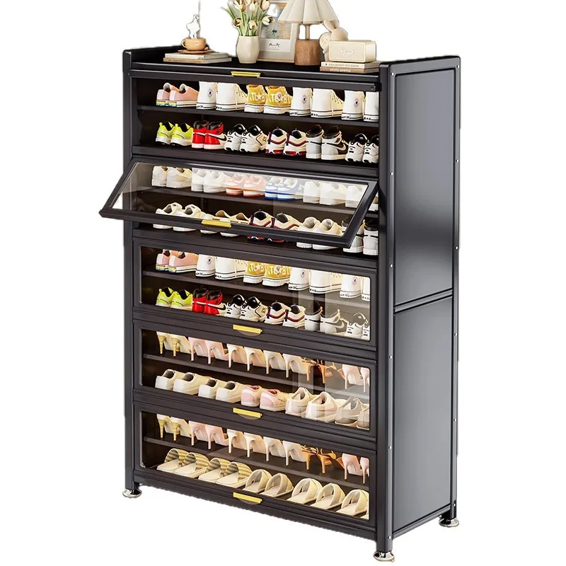 Steel shoe cabinet, glass door, multi-layer floor porch cabinet at home door, large-capacity door, dust-proof shoe rack 
Steel shoe cabinet, glass door, multi-layer floor porch cabinet at home door, large-capacity door, dust-proof shoe rack
