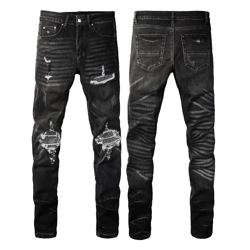 Four Seasons New Fasshion Men's American High Street Trendy Hole Patched Slim Jeans Pencil Pants Skinny Diamond Studded Jeans
Four Seasons New Fasshion Men's American High Street Trendy Hole Patched Slim Jeans Pencil Pants Skinny Diamond Studded Jeans