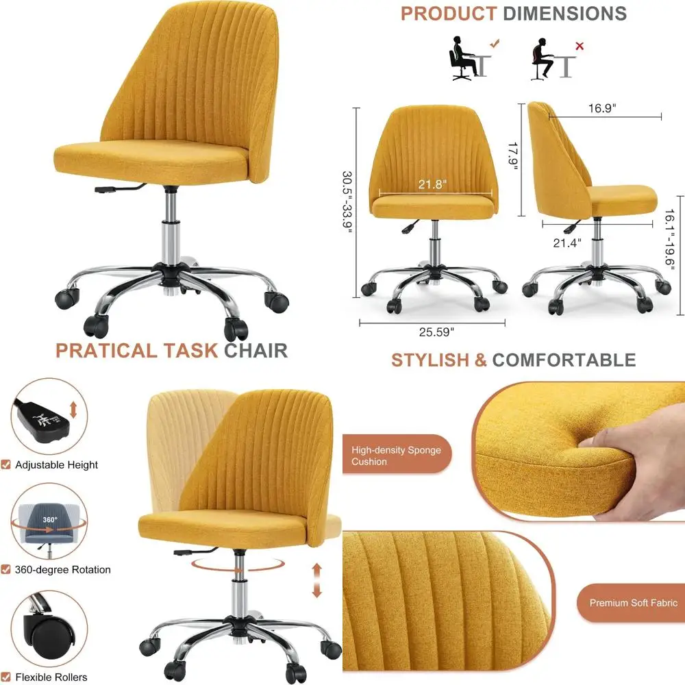 DUMOS Office Desk Chair, Modern Cute Rolling Vanity Swivel Task Chairs with Wheels, Comfortable Back Seat Armless for Home, Bedr
DUMOS Office Desk Chair, Modern Cute Rolling Vanity Swivel Task Chairs with Wheels, Comfortable Back Seat Armless for Home, Bedr