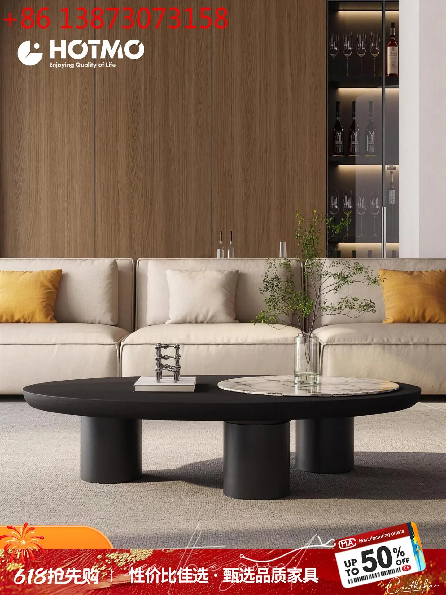 Italian oval wabi sabi modern small apartment living room high-end design marble solid wood tea table
Italian oval wabi sabi modern small apartment living room high-end design marble solid wood tea table
