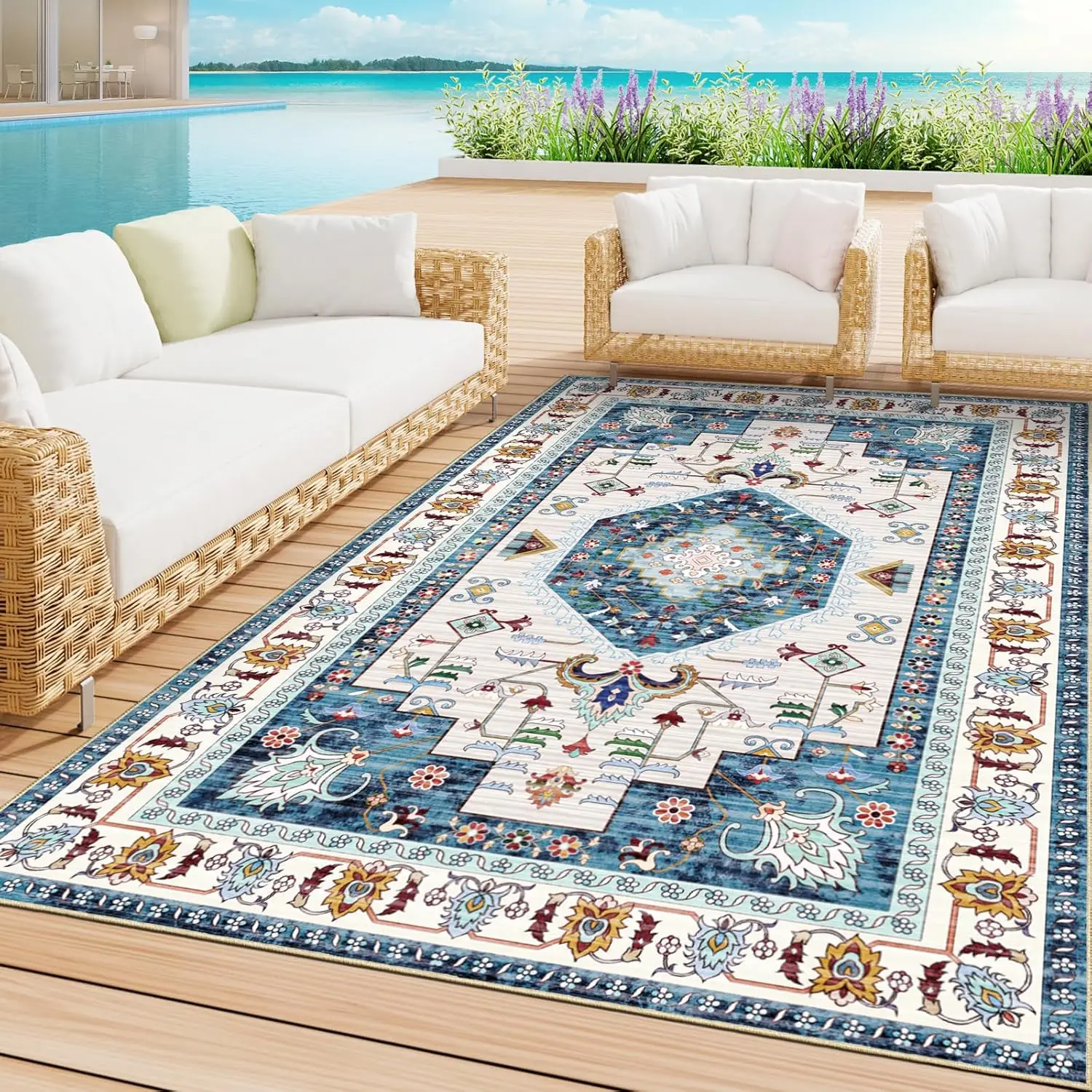 Indoor-Outdoor Area Rug 5x7 Ft Washable Outside Rug Outdoor Carpet Large Floor Mat for Bedroom, Living Room, Backyard, Deck,
Indoor-Outdoor Area Rug 5x7 Ft Washable Outside Rug Outdoor Carpet Large Floor Mat for Bedroom, Living Room, Backyard, Deck,