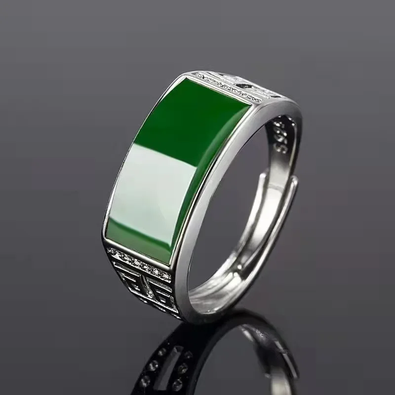 New Real Green Natural Hetian Jade Ring 925 Sterling Silver Ring Couple Rings Men Women Jewelry Lucky Stone Jade Finger Ring
New Real Green Natural Hetian Jade Ring 925 Sterling Silver Ring Couple Rings Men Women Jewelry Lucky Stone Jade Finger Ring
