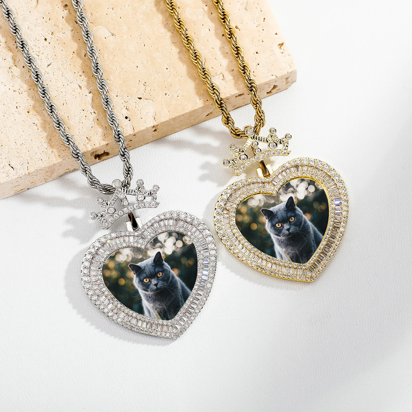 2pcs/ Bag CZ Diamond Heart Crown Pendant Custom Memory Family Kids Photo Necklace Personalized Sublimation Picture Necklace
2pcs/ Bag CZ Diamond Heart Crown Pendant Custom Memory Family Kids Photo Necklace Personalized Sublimation Picture Necklace