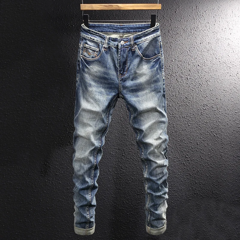 Italian Style Fashion Men Jeans Retro Blue Elastic Slim Fit Ripped Jeans Men Trousers Vintage Designer Casual Denim Pants Hombre
Italian Style Fashion Men Jeans Retro Blue Elastic Slim Fit Ripped Jeans Men Trousers Vintage Designer Casual Denim Pants Hombre