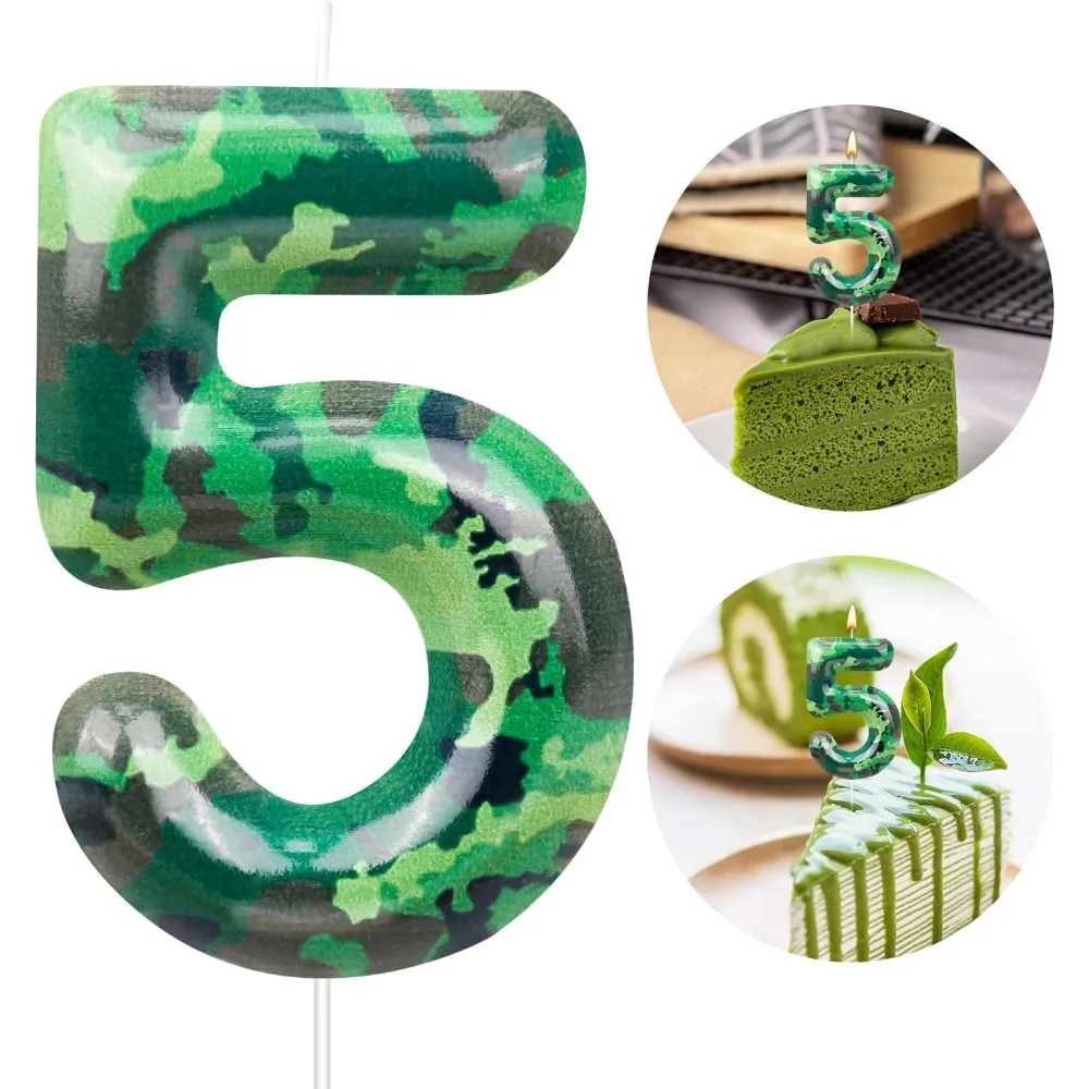 Camo Themed Birthday Candle Number 5 Army Themed Green Candle Birthday Party Decoration Cake Topper for Birthday Party Camouflag
Camo Themed Birthday Candle Number 5 Army Themed Green Candle Birthday Party Decoration Cake Topper for Birthday Party Camouflag