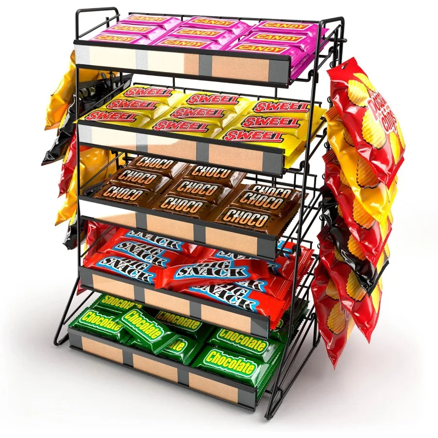 5-уровневая стойка для конфет, большой органайзер для закусок для столешницы, домашнего кинотеатра, портативная концессионная подставка, дисплей для закусок, черный металл
5-уровневая стойка для конфет, большой органайзер для закусок для столешницы, домашнего кинотеатра, портативная концессионная подставка, дисплей для закусок, черный металл