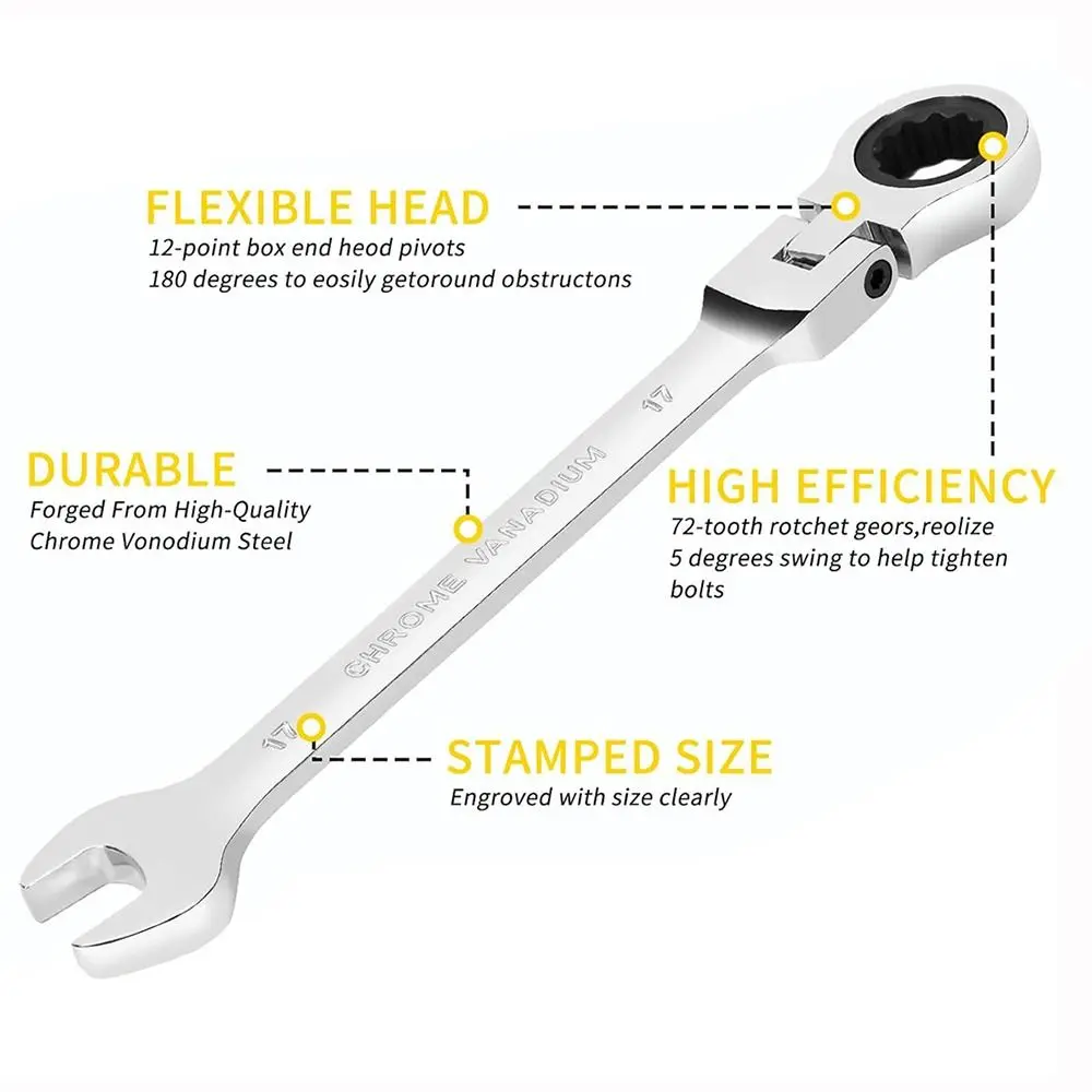 Ремонтный ключ с двойной головкой и двойной головкой, быстроразъемный ключ с трещоткой, 72 зубца, реверсивный гаечный ключ с храповым механизмом, инструменты для гаек
Ремонтный ключ с двойной головкой и двойной головкой, быстроразъемный ключ с трещоткой, 72 зубца, реверсивный гаечный ключ с храповым механизмом, инструменты для гаек