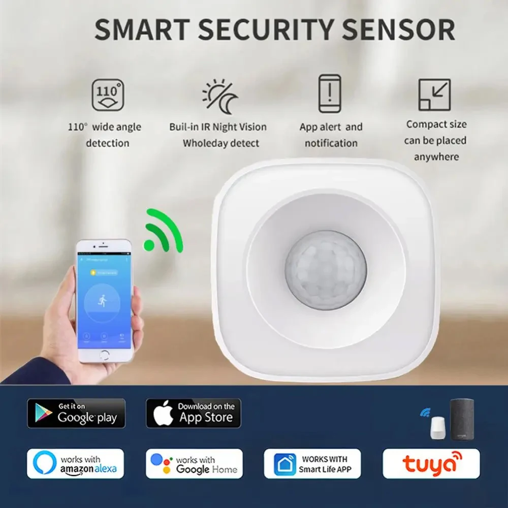 Tuya WiFi PIR Motion Sensor Wireless Infrared Detector Security Alarm Sensor Smart Life APP Control With Google Home Alexa
Tuya WiFi PIR Motion Sensor Wireless Infrared Detector Security Alarm Sensor Smart Life APP Control With Google Home Alexa