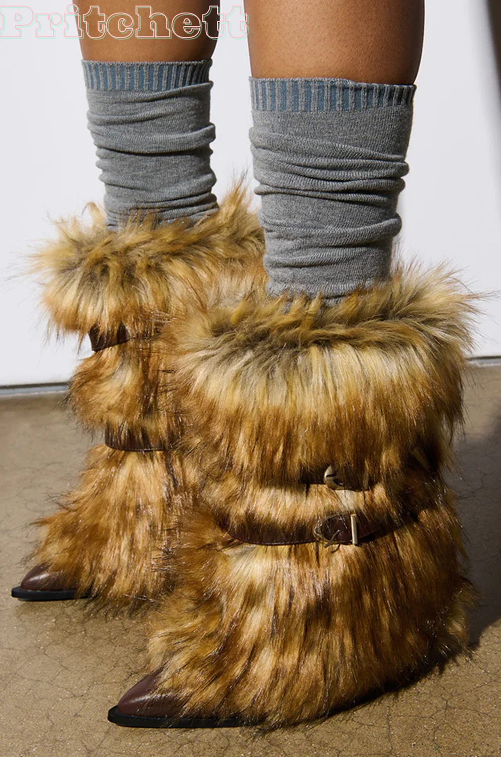 Brown Fur Pointed Toe Ankle Boots Thin High Heels Double Buckle Sexy Pull-on Winter Women Stilettos Party Catwalk New Arrivals
Brown Fur Pointed Toe Ankle Boots Thin High Heels Double Buckle Sexy Pull-on Winter Women Stilettos Party Catwalk New Arrivals