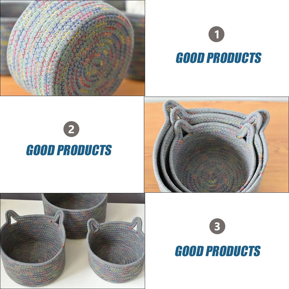 Cat Ear Storage Basket Cotton Rope Hand Woven Gray Large 24x14 Household Organizing Snack Key Basket Kitten Ear Finishing
Cat Ear Storage Basket Cotton Rope Hand Woven Gray Large 24x14 Household Organizing Snack Key Basket Kitten Ear Finishing