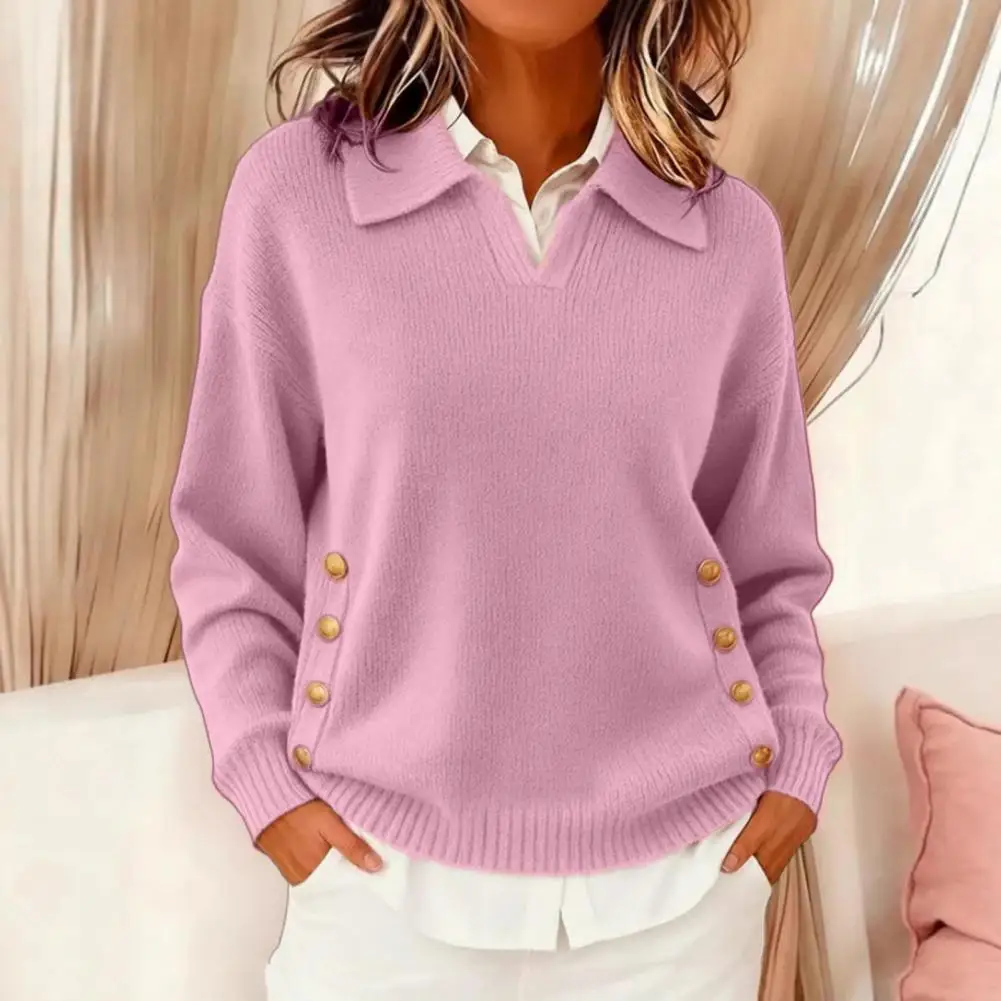 Women H-shaped Silhouette Sweater Lapel Long Sleeve Loose Fit Knitting Tops Buttons Pockets Autumn Winter Pullover Tops
Women H-shaped Silhouette Sweater Lapel Long Sleeve Loose Fit Knitting Tops Buttons Pockets Autumn Winter Pullover Tops