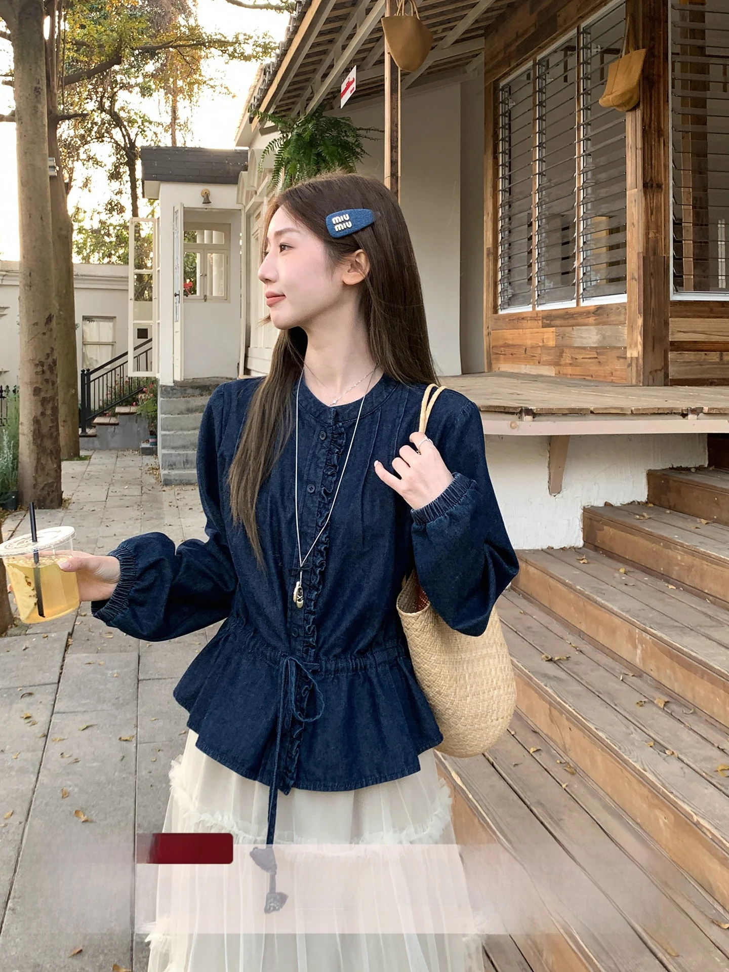 Loose Long Sve irt Women's Casual Sle Waist-Cinching Vintage Wood-d Design Deep Blue Commute Friendly Top
Loose Long Sve irt Women's Casual Sle Waist-Cinching Vintage Wood-d Design Deep Blue Commute Friendly Top