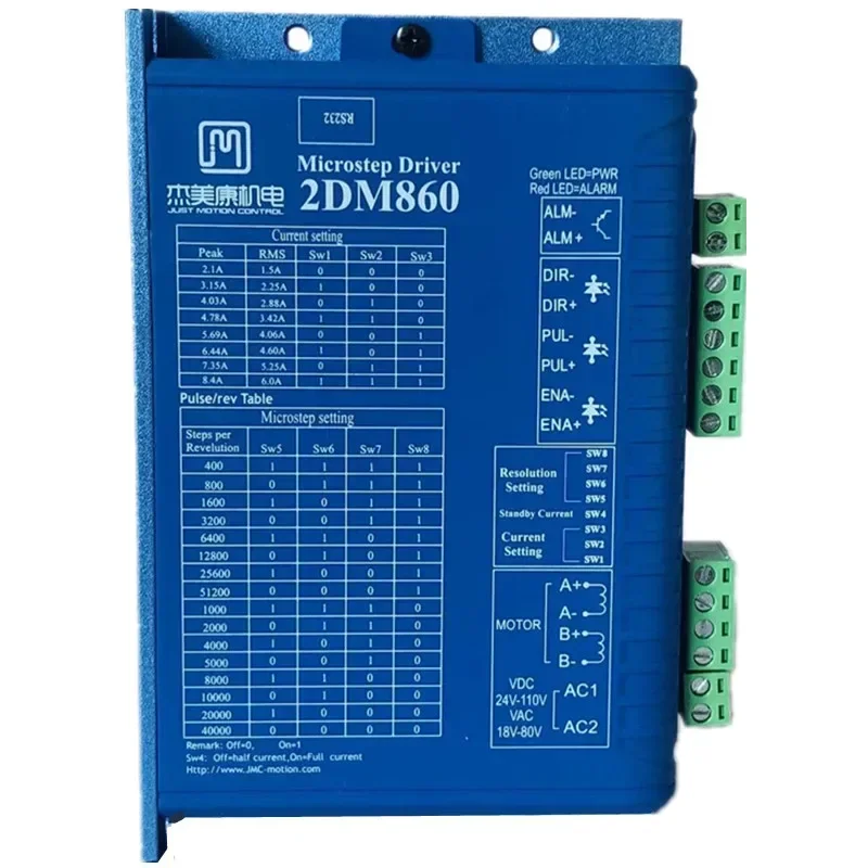 2DM860 Jiemei Kang Драйвер двухфазного шагового двигателя переменного и постоянного тока может заменить 2M982 2DM860-N-3K
2DM860 Jiemei Kang Драйвер двухфазного шагового двигателя переменного и постоянного тока может заменить 2M982 2DM860-N-3K