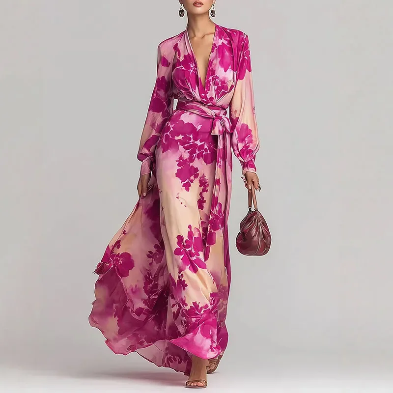 Robes for Woman Sexy Deep V Neck Vacation Maxi Dress Spring Elegant High Waist Belted Long Dress Woman Lantern Sleeve Boho Dress
Robes for Woman Sexy Deep V Neck Vacation Maxi Dress Spring Elegant High Waist Belted Long Dress Woman Lantern Sleeve Boho Dress