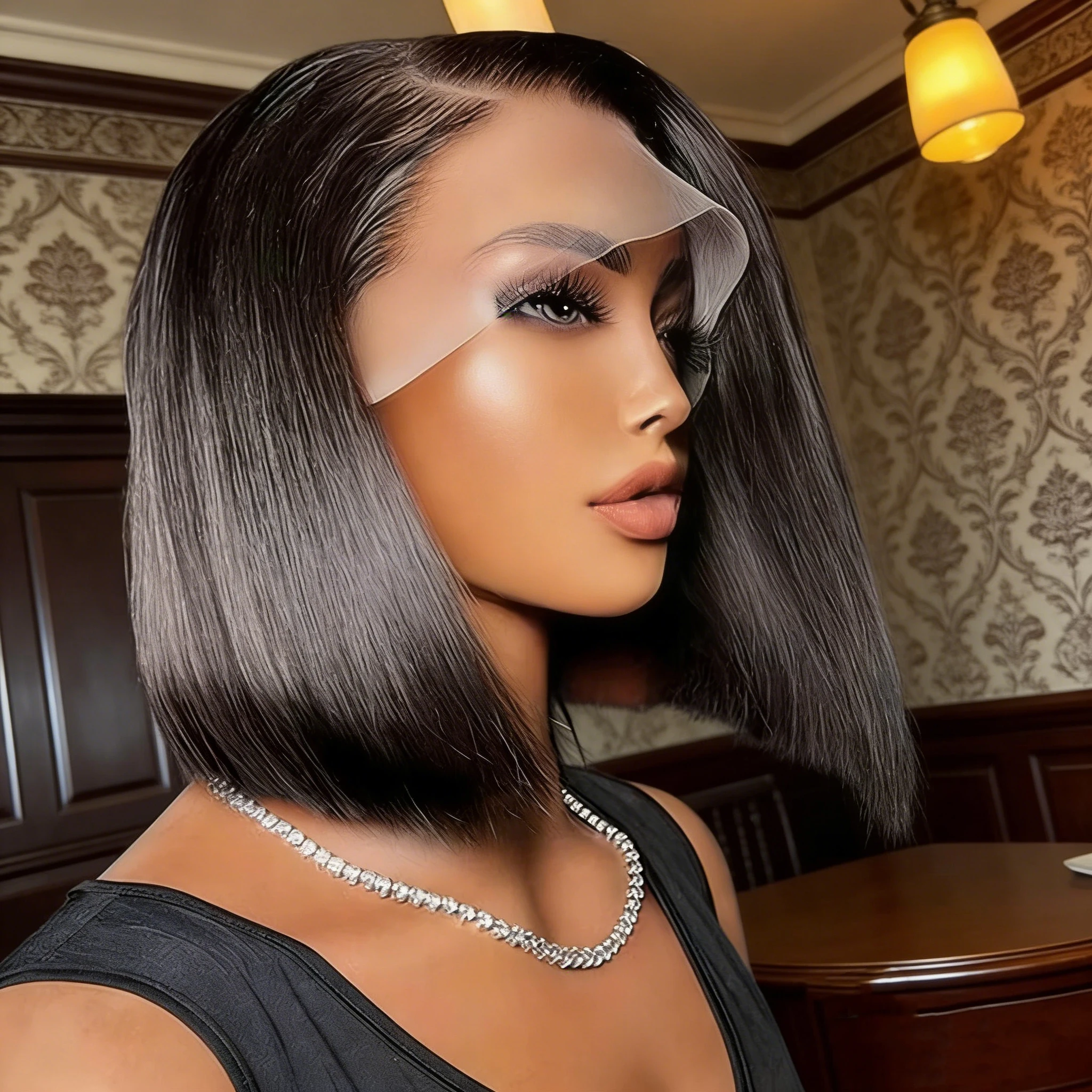 250 High Density Short Straight Bob Wig Soft Remy Human Hair 13x4 HD Transparent Lace Frontal 5x5 Glueless Closure Natural Straight Hair Wigs For Women
250 High Density Short Straight Bob Wig Soft Remy Human Hair 13x4 HD Transparent Lace Frontal 5x5 Glueless Closure Natural Straight Hair Wigs For Women