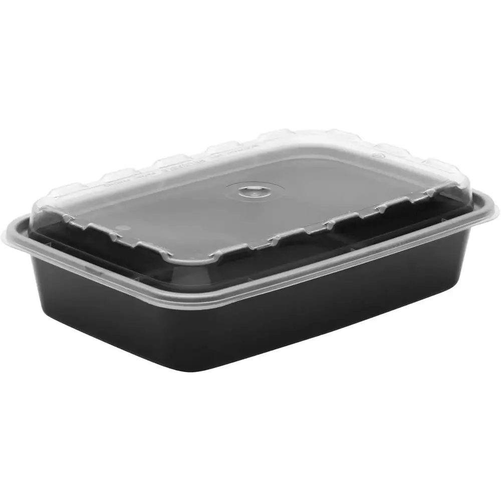 Reusable 16-Ounce Black Plastic Microwave-Safe Food Containers with Clear Lids, 150-Pack Case
Reusable 16-Ounce Black Plastic Microwave-Safe Food Containers with Clear Lids, 150-Pack Case