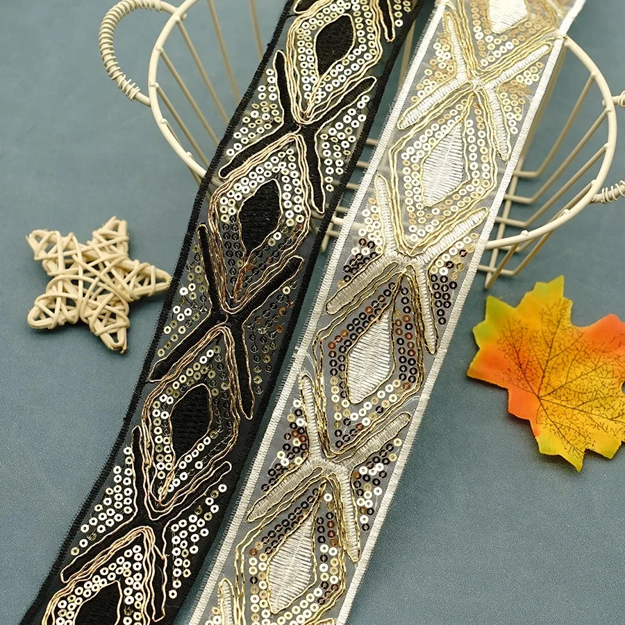 5yard ethnic sequin embroidery lace trim DIY collar handmade clothing accessories skirt edge decoration lace for sewing clothes
5yard ethnic sequin embroidery lace trim DIY collar handmade clothing accessories skirt edge decoration lace for sewing clothes