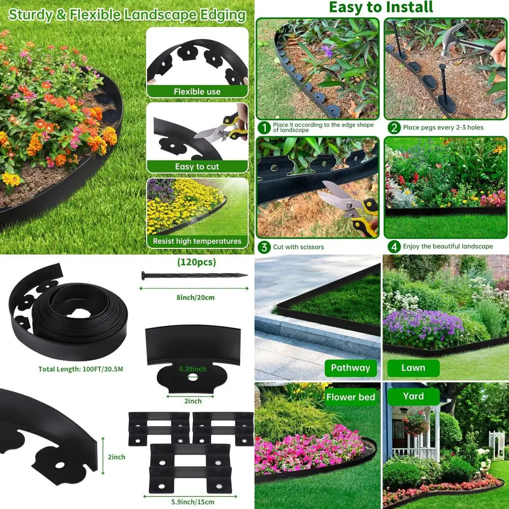 100FT 2IN Tall Plastic Garden Edging with 120 Stakes, Flexible Lawn Border for Landscaping, Flower Beds, Yard, Pathway
100FT 2IN Tall Plastic Garden Edging with 120 Stakes, Flexible Lawn Border for Landscaping, Flower Beds, Yard, Pathway